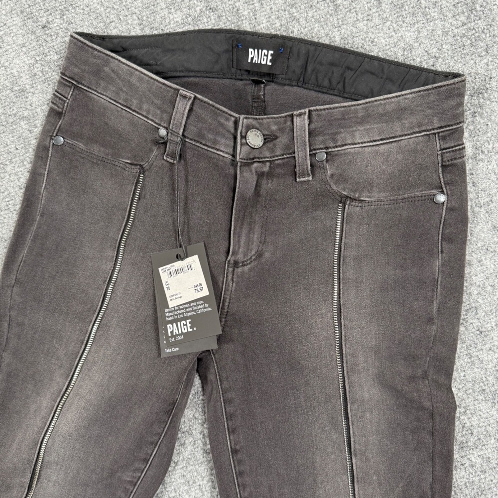PAIGE Pants Size 28x30 Luxe Black Washed Skinny‎ Jeans Zipper Detail NWT Women's